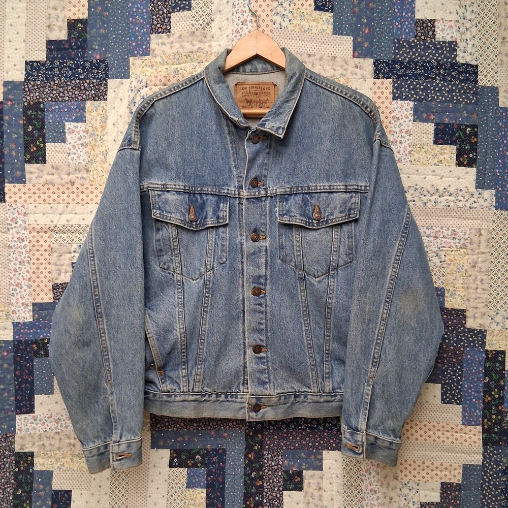 Vintage 90s Levis White Tab Type 3 Denim Trucker Jacket Sz XL 57598 Made in USA‎